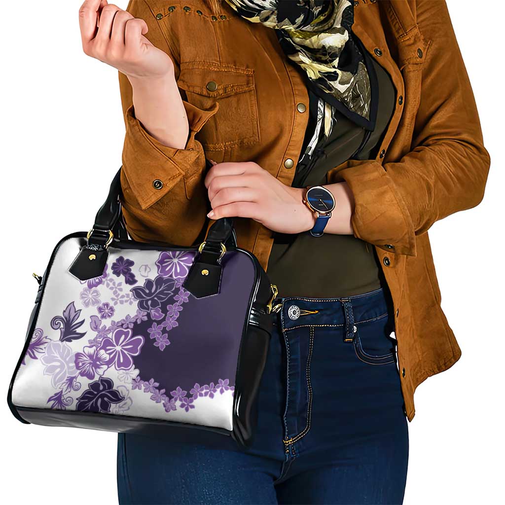 Purple Hibiscus Plumeria Floral Shoulder Handbag LT01 - Polynesian Pride