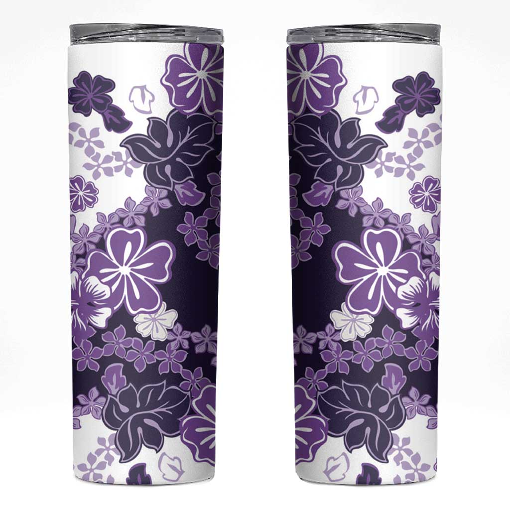 Purple Hibiscus Plumeria Floral Skinny Tumbler LT01 Purple - Polynesian Pride