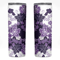 Purple Hibiscus Plumeria Floral Skinny Tumbler LT01 Purple - Polynesian Pride