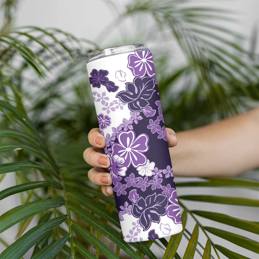 Purple Hibiscus Plumeria Floral Skinny Tumbler LT01 - Polynesian Pride