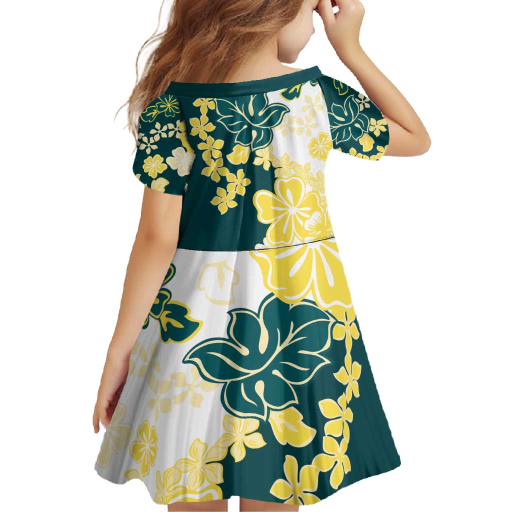 Yelow Teal Hibiscus Plumeria Floral Family Matching Off Shoulder Maxi Dress and Hawaiian Shirt LT01 - Polynesian Pride