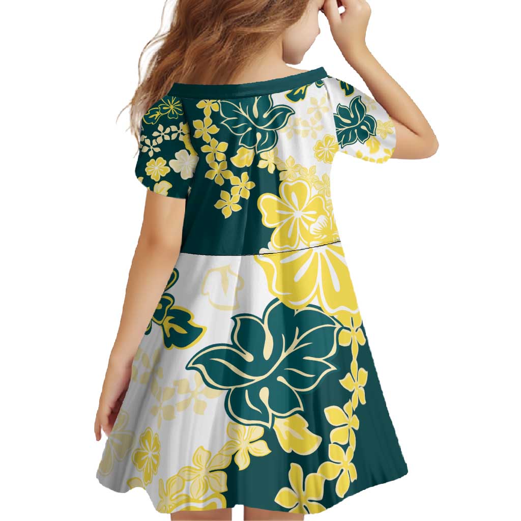 Yelow Teal Hibiscus Plumeria Floral Family Matching Summer Maxi Dress and Hawaiian Shirt LT01 - Polynesian Pride