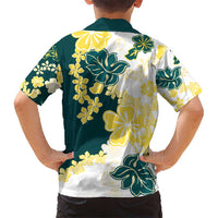 Yelow Teal Hibiscus Plumeria Floral Hawaiian Shirt - Polynesian Pride