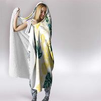 Yelow Teal Hibiscus Plumeria Floral Hooded Blanket - Polynesian Pride