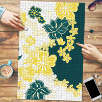 Yelow Teal Hibiscus Plumeria Floral Puzzle LT01