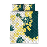 Yelow Teal Hibiscus Plumeria Floral Quilt Bed Set LT01 - Polynesian Pride