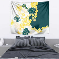 Yelow Teal Hibiscus Plumeria Floral Tapestry LT01 - Polynesian Pride