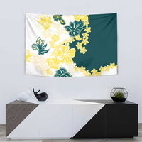 Yelow Teal Hibiscus Plumeria Floral Tapestry LT01 - Polynesian Pride