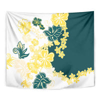 Yelow Teal Hibiscus Plumeria Floral Tapestry LT01 - Polynesian Pride