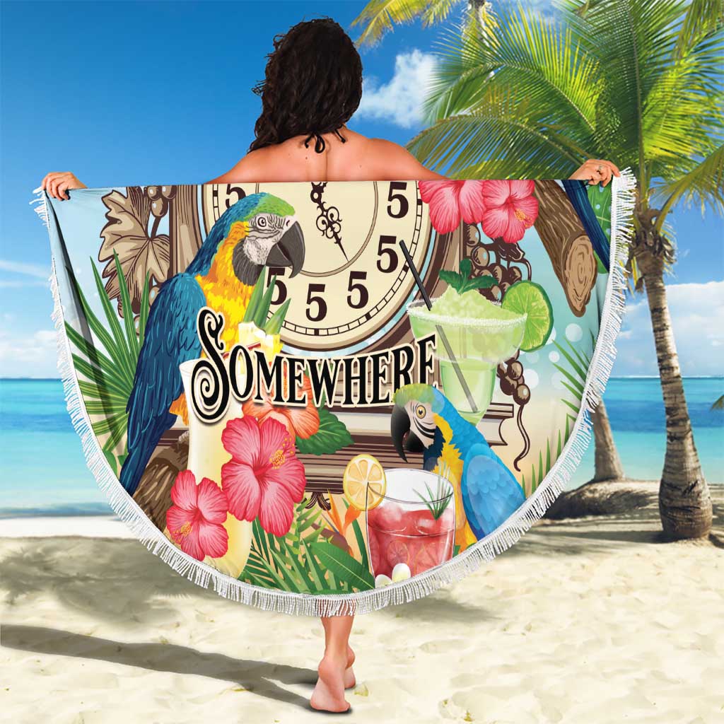It's 5 o'clock Somewhere Beach Blanket Hawaiian Tropical Parrots - Polynesian Pride