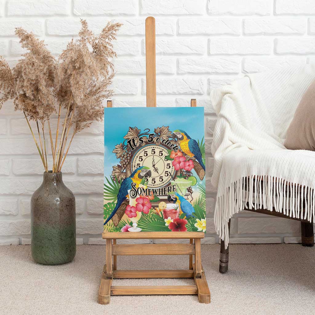 It's 5 o'clock Somewhere Canvas Wall Art Hawaiian Tropical Parrots - Polynesian Pride