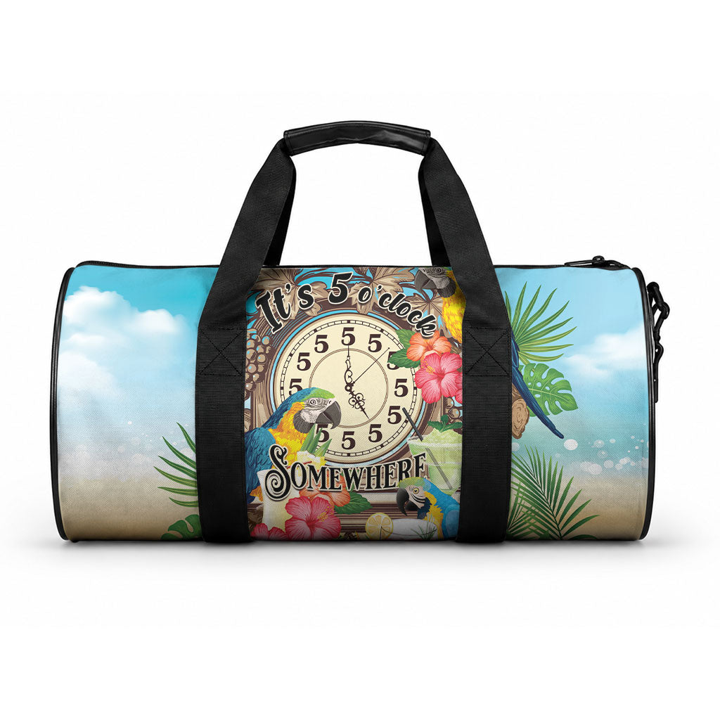 It's 5 o'clock Somewhere Duffle Bag Hawaiian Tropical Parrots