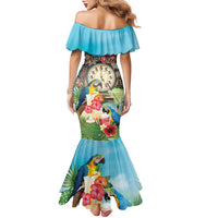Personalized It's 5 o'clock Somewhere Family Matching Mermaid Dress and Hawaiian Shirt Hawaiian Tropical Parrots LT01 - Polynesian Pride