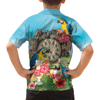 Personalized It's 5 o'clock Somewhere Family Matching Puletasi and Hawaiian Shirt Hawaiian Tropical Parrots - Polynesian Pride