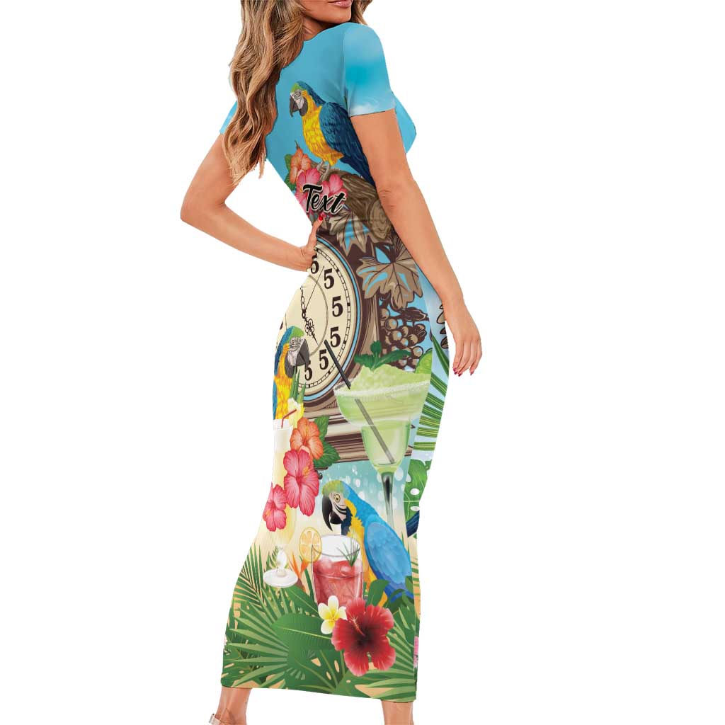 Personalized It's 5 o'clock Somewhere Family Matching Short Sleeve Bodycon Dress and Hawaiian Shirt Hawaiian Tropical Parrots LT01 - Polynesian Pride
