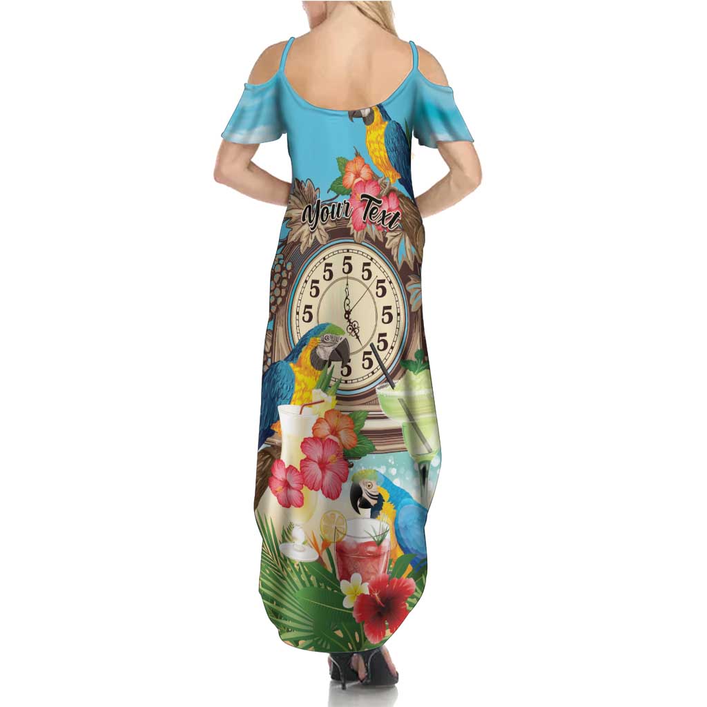 Personalized It's 5 o'clock Somewhere Family Matching Summer Maxi Dress and Hawaiian Shirt Hawaiian Tropical Parrots LT01 - Polynesian Pride