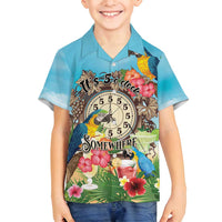 Personalized It's 5 o'clock Somewhere Family Matching Summer Maxi Dress and Hawaiian Shirt Hawaiian Tropical Parrots LT01 Son's Shirt Blue - Polynesian Pride