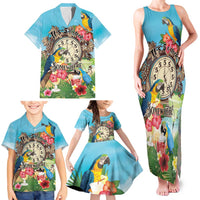 Personalized It's 5 o'clock Somewhere Family Matching Tank Maxi Dress and Hawaiian Shirt Hawaiian Tropical Parrots LT01 - Polynesian Pride