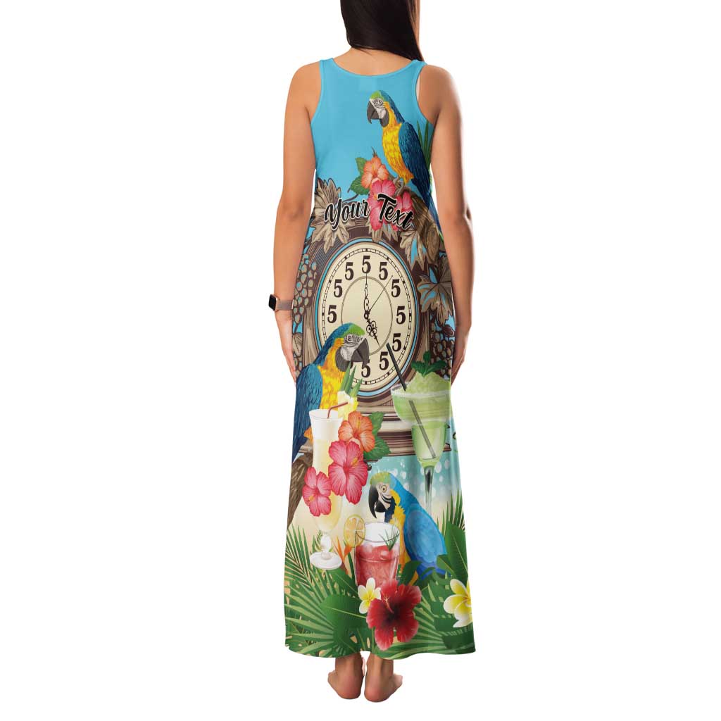 Personalized It's 5 o'clock Somewhere Family Matching Tank Maxi Dress and Hawaiian Shirt Hawaiian Tropical Parrots LT01 - Polynesian Pride