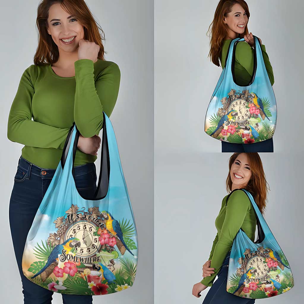 It's 5 o'clock Somewhere Grocery Bag Hawaiian Tropical Parrots - Polynesian Pride