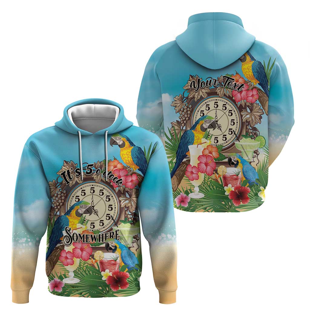Personalized It's 5 o'clock Somewhere Hoodie Hawaiian Tropical Parrots - Polynesian Pride