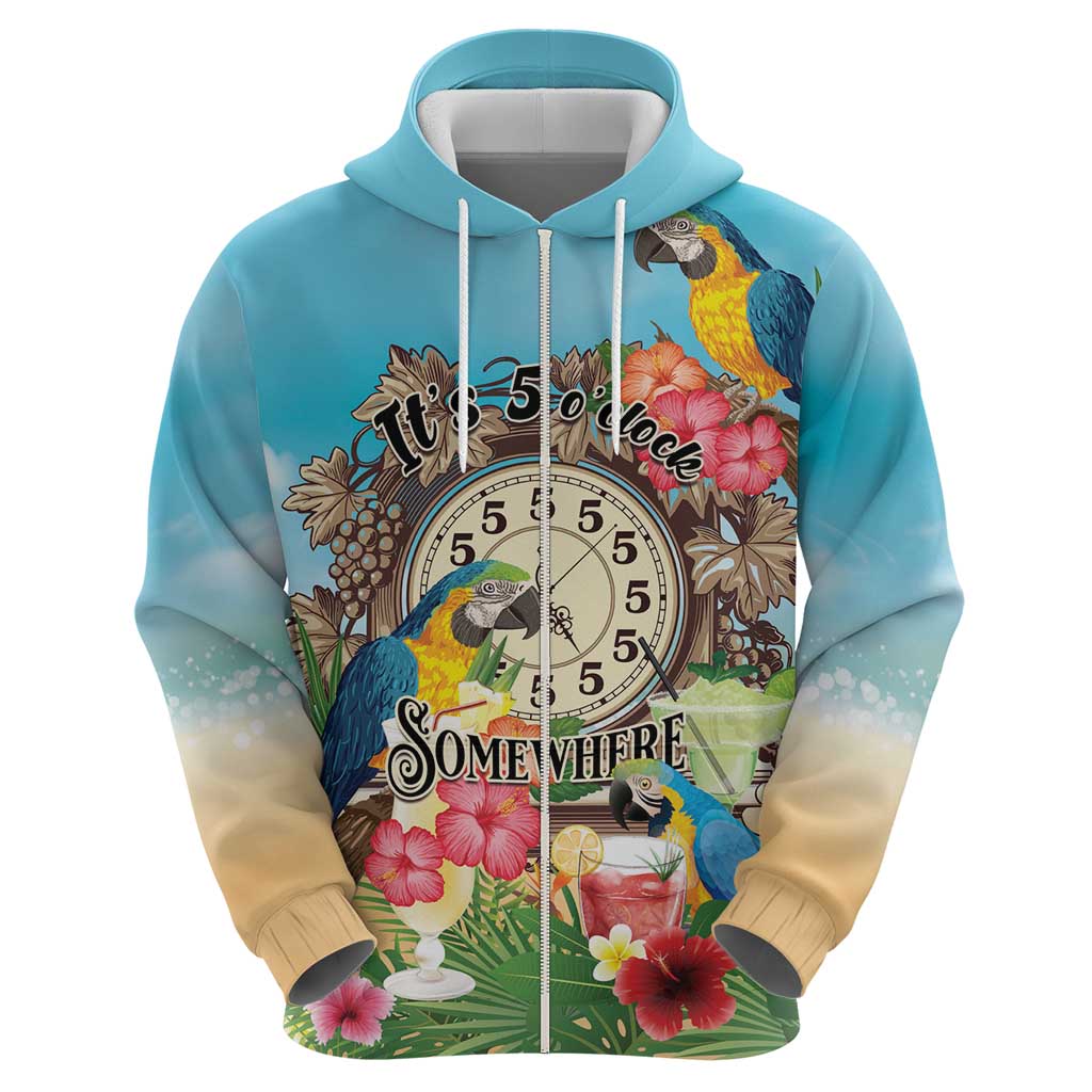 Personalized It's 5 o'clock Somewhere Hoodie Hawaiian Tropical Parrots - Polynesian Pride