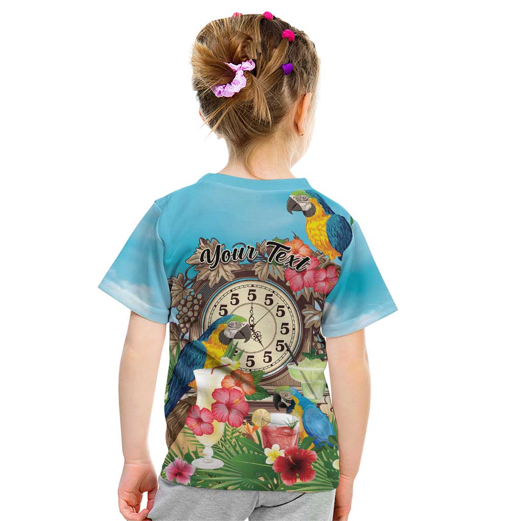 Personalized It's 5 o'clock Somewhere Kid T Shirt Hawaiian Tropical Parrots - Polynesian Pride