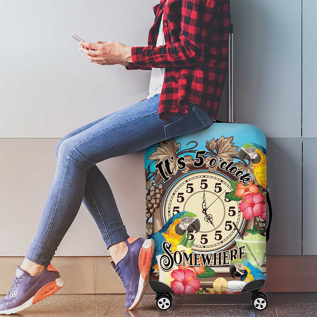 It's 5 o'clock Somewhere Luggage Cover Hawaiian Tropical Parrots - Polynesian Pride