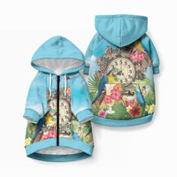 Personalized It's 5 o'clock Somewhere Pet Hoodie Hawaiian Tropical Parrots