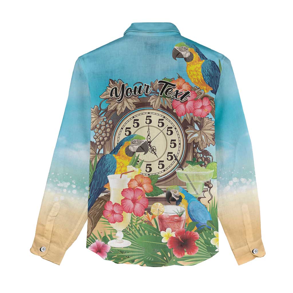 Personalized It's 5 o'clock Somewhere Women Casual Shirt Hawaiian Tropical Parrots - Polynesian Pride