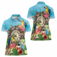 Personalized It's 5 o'clock Somewhere Women Polo Shirt Hawaiian Tropical Parrots LT01 - Polynesian Pride
