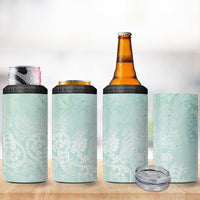 Polynesian Tiare Monstera Seafoam Green 4 in 1 Can Cooler Tumbler Liquid Style LT01 - Polynesian Pride