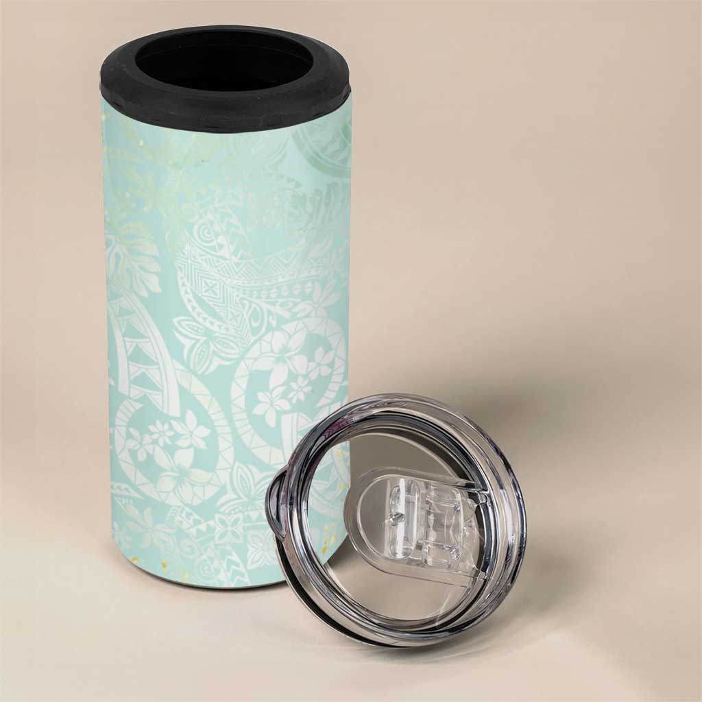Polynesian Tiare Monstera Seafoam Green 4 in 1 Can Cooler Tumbler Liquid Style LT01 - Polynesian Pride