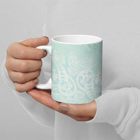 Polynesian Tiare Monstera Seafoam Green Ceramic Mug Liquid Style - Polynesian Pride