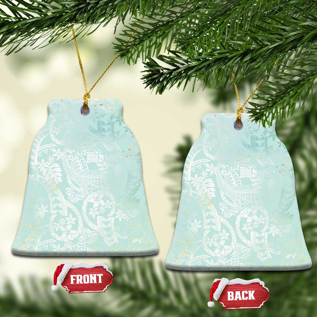 Polynesian Tiare Monstera Seafoam Green Ceramic Ornament Liquid Style - Polynesian Pride