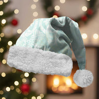 Polynesian Tiare Monstera Seafoam Green Christmas Santa Hat Liquid Style LT01 With Fur Green - Polynesian Pride