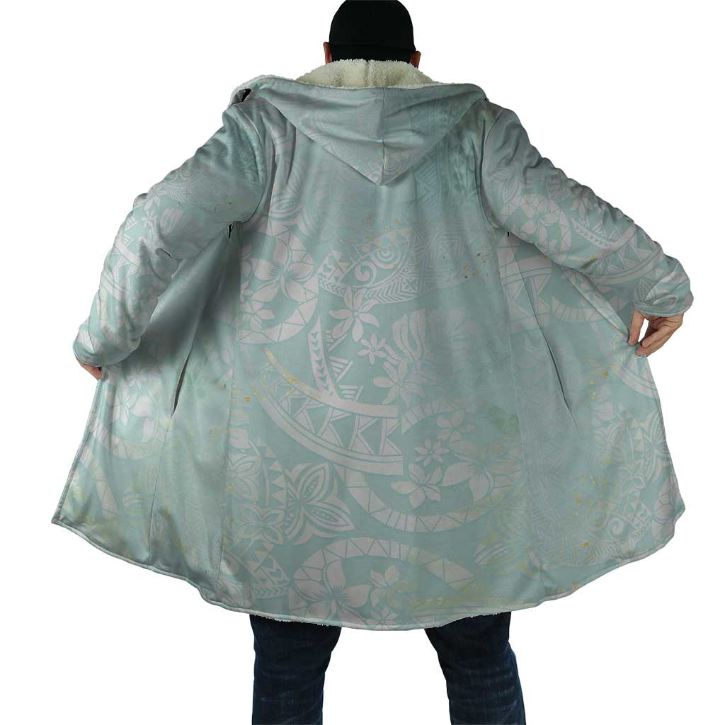 Polynesian Tiare Monstera Seafoam Green Cloak Liquid Style - Polynesian Pride