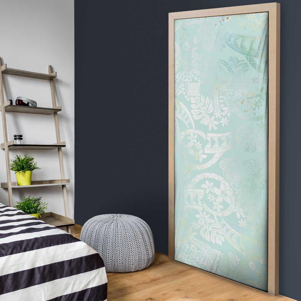 Polynesian Tiare Monstera Seafoam Green Door Cover Liquid Style LT01 - Polynesian Pride