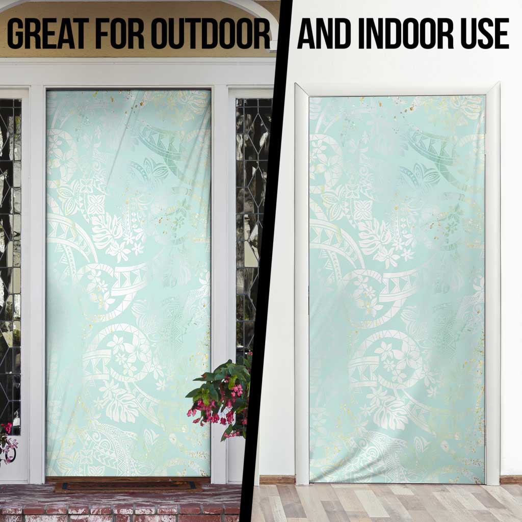 Polynesian Tiare Monstera Seafoam Green Door Cover Liquid Style LT01 - Polynesian Pride