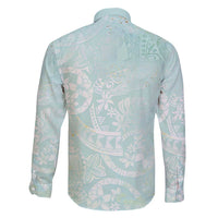 Polynesian Tiare Monstera Seafoam Green Family Matching Short Sleeve Bodycon Dress and Hawaiian Shirt Liquid Style LT01 - Polynesian Pride
