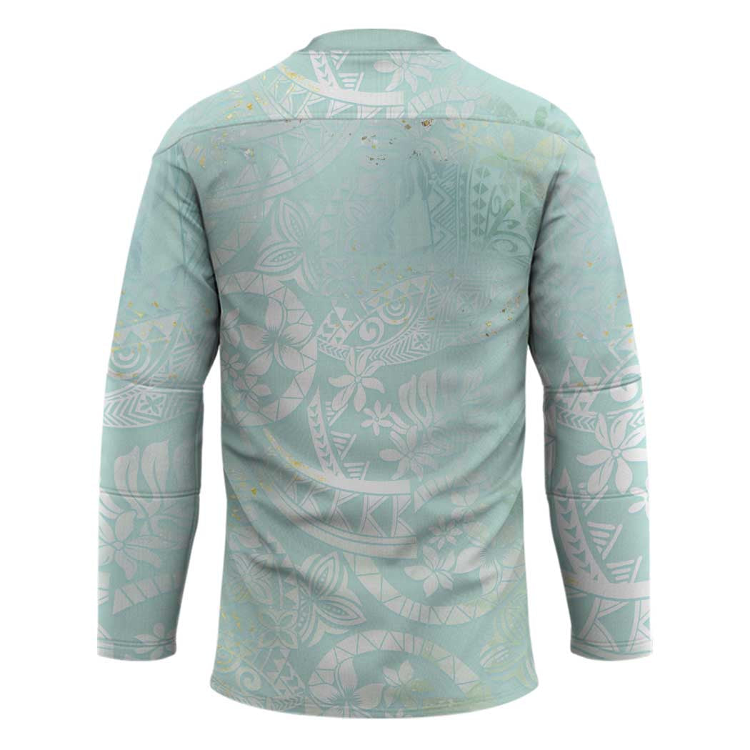 Polynesian Tiare Monstera Seafoam Green Hockey Jersey Liquid Style - Polynesian Pride