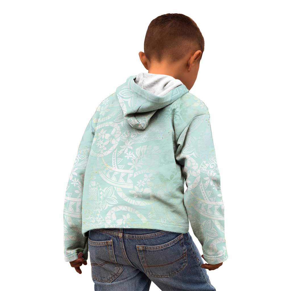 Polynesian Tiare Monstera Seafoam Green Kid Hoodie Liquid Style - Polynesian Pride