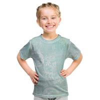 Polynesian Tiare Monstera Seafoam Green Kid T Shirt Liquid Style LT01 Green - Polynesian Pride