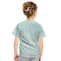 Polynesian Tiare Monstera Seafoam Green Kid T Shirt Liquid Style LT01 - Polynesian Pride