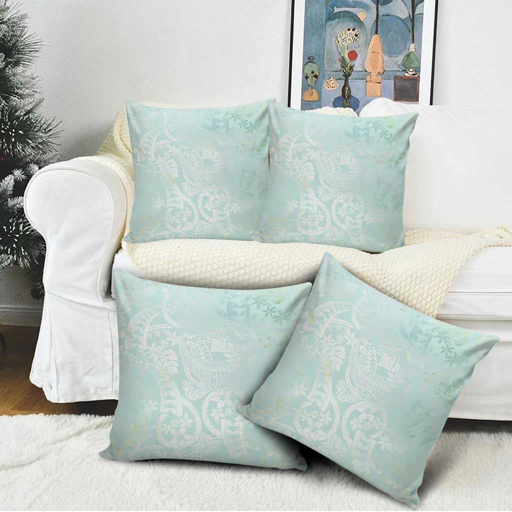 Polynesian Tiare Monstera Seafoam Green Pillow Cover Liquid Style - Polynesian Pride