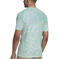 Polynesian Tiare Monstera Seafoam Green Rugby Jersey Liquid Style LT01 - Polynesian Pride