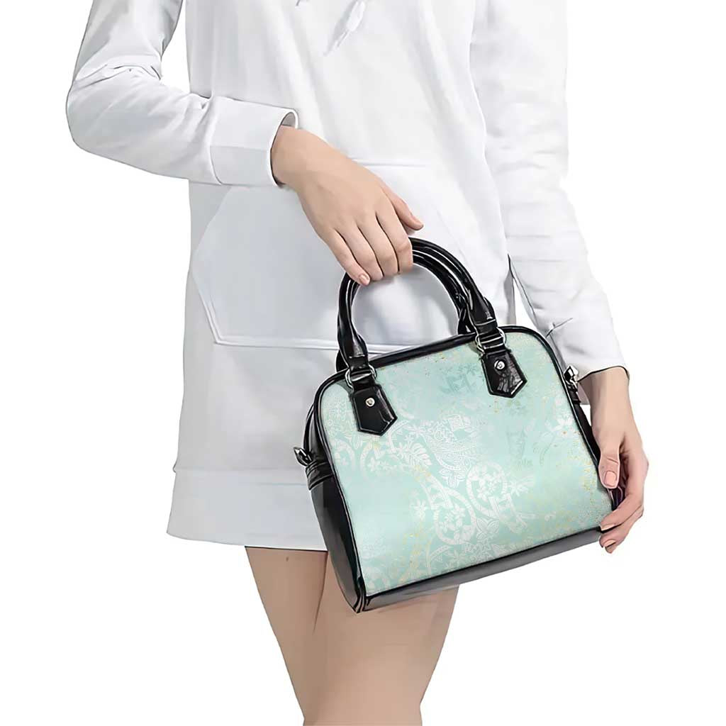 Polynesian Tiare Monstera Seafoam Green Shoulder Handbag Liquid Style - Polynesian Pride