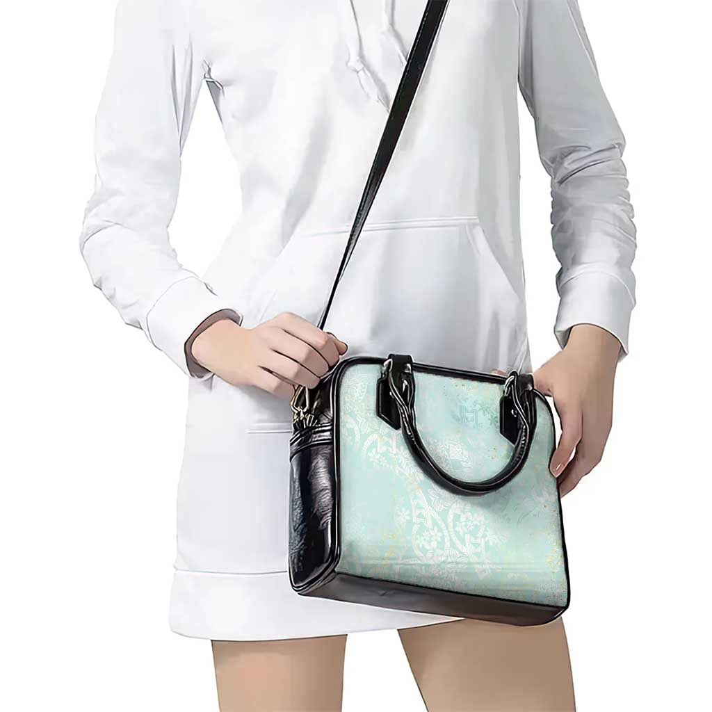 Polynesian Tiare Monstera Seafoam Green Shoulder Handbag Liquid Style - Polynesian Pride