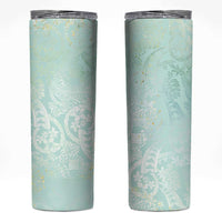 Polynesian Tiare Monstera Seafoam Green Skinny Tumbler Liquid Style LT01 Green - Polynesian Pride