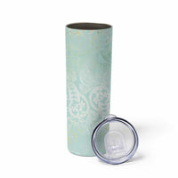 Polynesian Tiare Monstera Seafoam Green Skinny Tumbler Liquid Style LT01 - Polynesian Pride